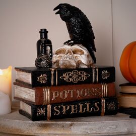 Raven Standing On 3 Potion Bookstack