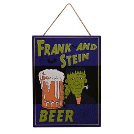 Halloween Hanging Plaque - Frank and Stein Beer