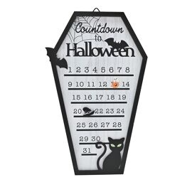 Hanging Coffin Plaque - Countdown to Halloween