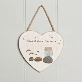 **MULTI 4** Love Life By The Sea Heart Plaque with Sea Glass - Plain