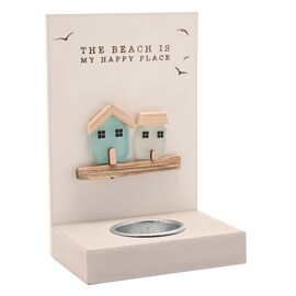 **MULTI 4** Love Life By The Sea Tea Light Holder with Sea Glass - Happy Place