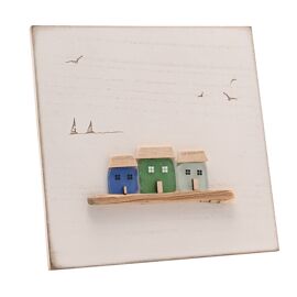 **MULTI 4** Love Life By The Sea Plaque with Sea Glass - 3 Houses