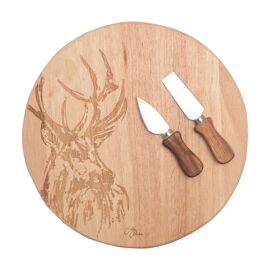 Meg Hawkins Round Cheese Board and Knife Set - Stag