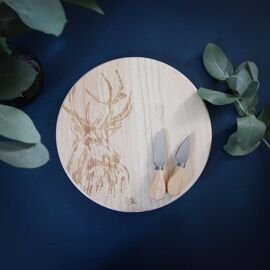 Meg Hawkins Round Cheese Board and Knife Set - Stag
