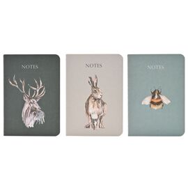 **MULTI 6** Meg Hawkins 3 Pack of A6 Note Books  - Assorted Stag, Hare & Bee