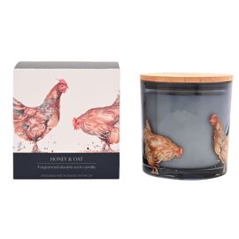 Meg Hawkins 2 Wick Candle 400g Chickens - Honey & Oats