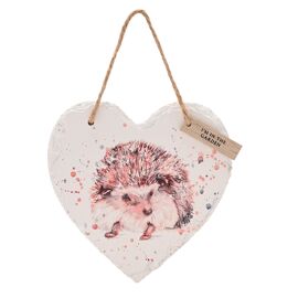 Meg Hawkins Slate Hanging Heart - Hedgehog