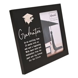 Moments Photo Frame Black with Silver Icon 4" x 6" - Graduation
