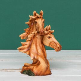 Naturecraft Wood Effect Resin Figurine - Two Horse Heads