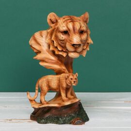 Naturecraft Wood Effect Resin Figurine - Tiger & Cub