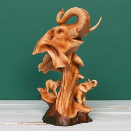 Naturecraft Wood Effect Resin Figurine - Elephant