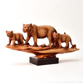 Naturecraft Wood Effect Resin Figurine - Tigers On Rocks