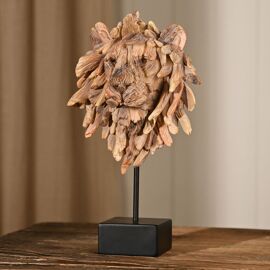 Naturecraft Resin Driftwood Collection Lion Head on a Stand