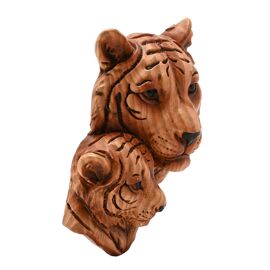 **MULTI 12** Naturecraft Wood Effect Resin Magnet - Tiger & Cub