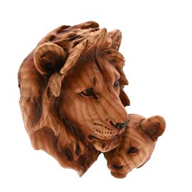 **MULTI 12** Naturecraft Wood Effect Resin Magnet - Lion & Cub