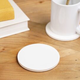 Now Or Never Studios Made to Order Ceramic White Coaster - Round