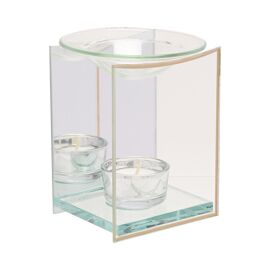 Now Or Never Studios Made to Order Glass Oil Burner with Mirror Back & Gold Border