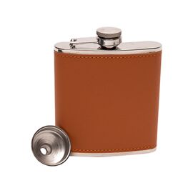 Now Or Never Studios Made to Order Hip Flask With Funnel - 6oz Brown