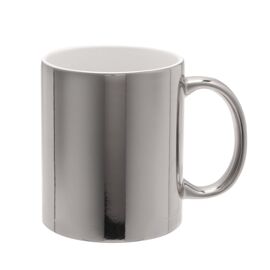 Now Or Never Studios Made to Order White Ceramic Mug with Silver 11oz