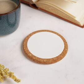 Now Or Never Studios Made To Order Round Coaster in Ceramic & Cork
