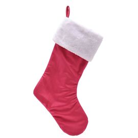 Christmas Stocking with White Furry Top - Hot Pink