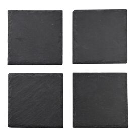 Now Or Never Set of 4 Square Slate Coasters with Natural Edges