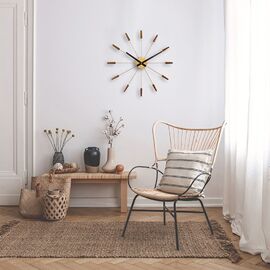 Nextime "Plug Inn" Metal Wall Clock with Walnut Wood - 58cm