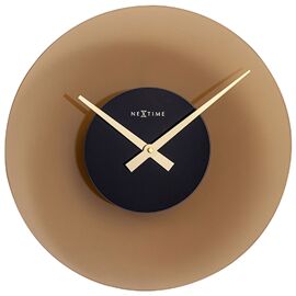 Nextime "Float" Glass Silent Wall Clock Frosted Brown - 40cm