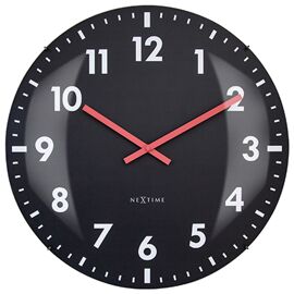 Nextime "Duomo 50" Domed Glass Wall Clock Black - 50cm