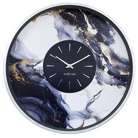 Nextime "Marble Duo"  Aluminium Wall Clock Silver & White - 48cm