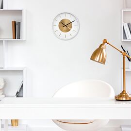 Nextime "Retro II" Metal Wall Clock White & Gold - 25cm