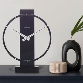 Nextime "Carl Small" Table or Wall Clock Wood/Steel Black - 34cm
