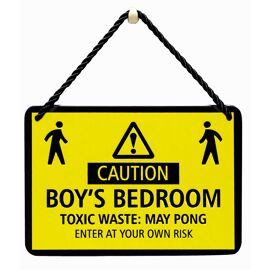 **MULTI 2** Tin Plaque Caution Boy's Bedroom