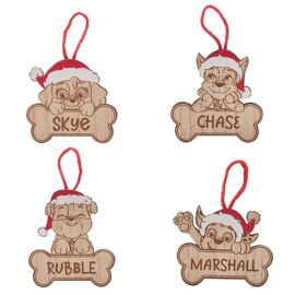 Paw Patrol Set of 4 Character Wooden Hanging Decorations