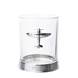 RAF Glass & Metal Whiskey Tumbler - Spitfire