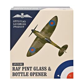 RAF Etched Pint Glass & Bottle Opener Set - Spitfire