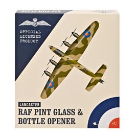 RAF Etched Pint Glass & Bottle Opener Set - Lancaster
