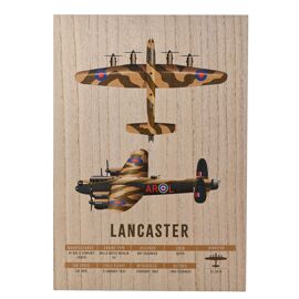 RAF Wood Effect A3 Wall Plaque - Lancaster Bomber