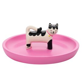Raspberry Blossom Cat Trinket Dish