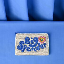 Raspberry Blossom Beaded Coin Purse - "Big Spender"