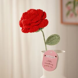 **MULTI 12** Say it with Flowers Crochet Red Rose 35cms