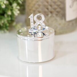 Milestones Silverplated Trinket Box With Crystal 18