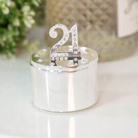 Milestones Silverplated Trinket Box With Crystal 21