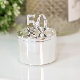 Milestones Silverplated Trinket Box With Crystal 50