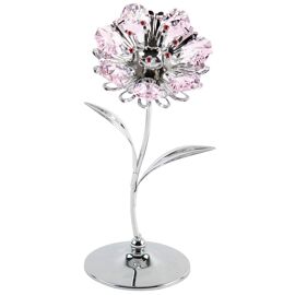 Crystocraft Chrome Plated Sunflower with Pink Crystals