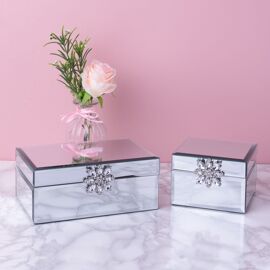 Sophia Mirror Glass Jewellery Box with Crystal bow