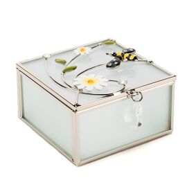Sophia Classic Glass & Wire Bumble Bee Square Trinket Box