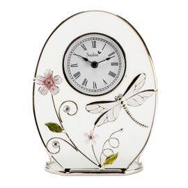 Sophia Classic Glass & Wire Dragonfly Mantel Clock