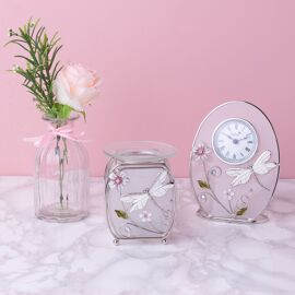 Sophia Classic Glass & Wire Dragonfly Mantel Clock