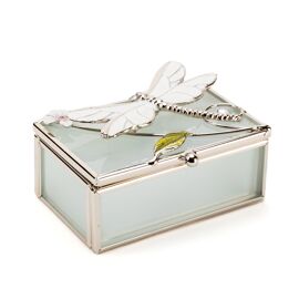 Sophia Classic Glass & Wire Dragonfly Rectangle Trinket Box